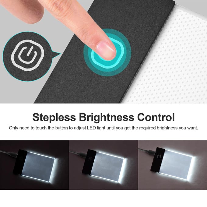 Super Mini LED Light Pad Ultradunne Light Box USB-Powered Instelbare Helderheid Artcraft Tracer black