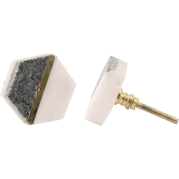 Stone and White Ceramic Drawer Pull