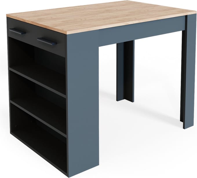Vicco Repose Eetkamertafel – 67 x 100 cm Antraciet/gouden eik