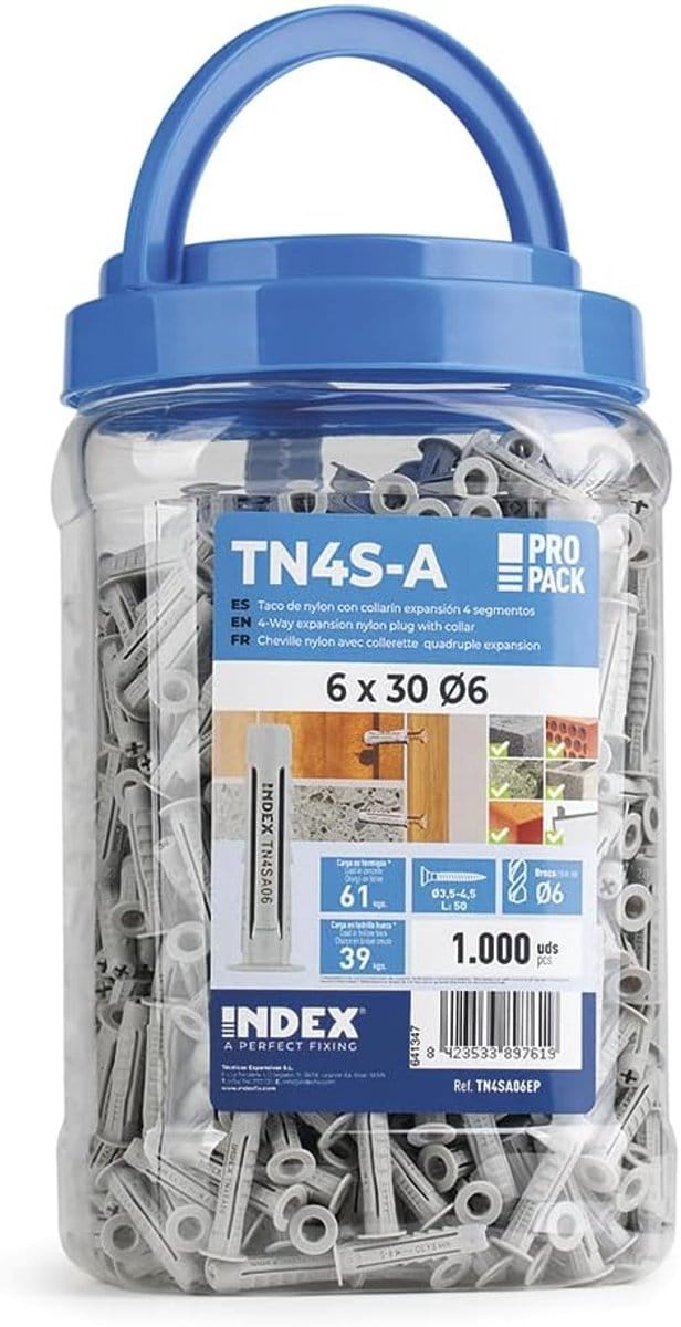 Nylon pluggen - Bevestigingspluggen - Universele Bevestiging - Brede Kraag Knoopbaar - 6 mm - Grijs
