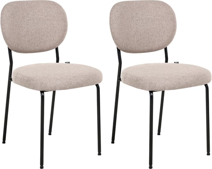 LOLETA - Eetkamerstoel set van 2 - Lichtbruin - Polyester
