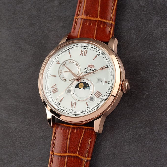 Orient Bambino RA-AK0801S30B Bambino Sun & Moon Horloge