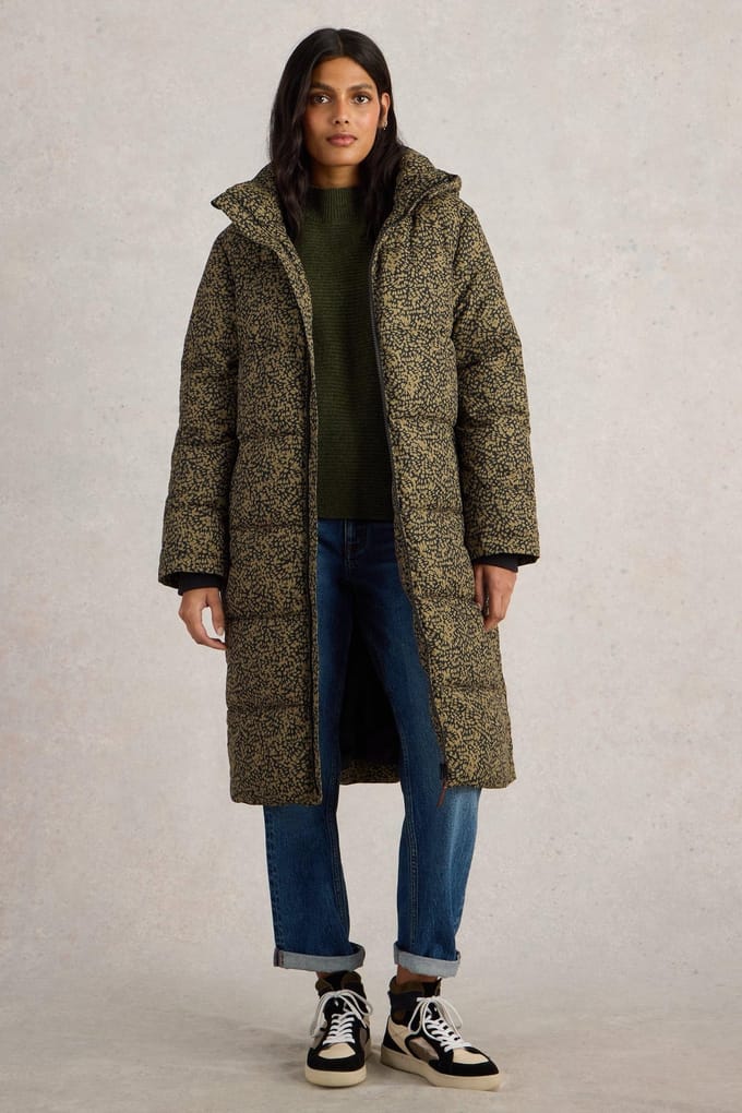 White Stuff Elyse Quilted Coat Black Print Taglia: 24 | Parka Outlet | Donna | Nero