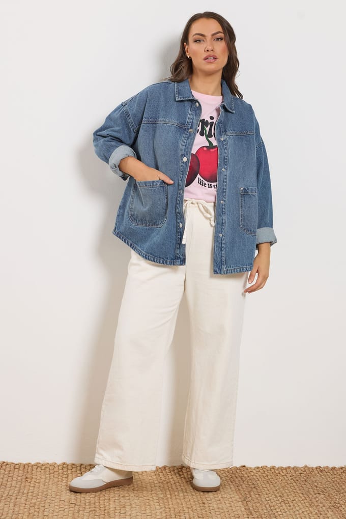Yours Blauw Denim Shacket Size 50-52