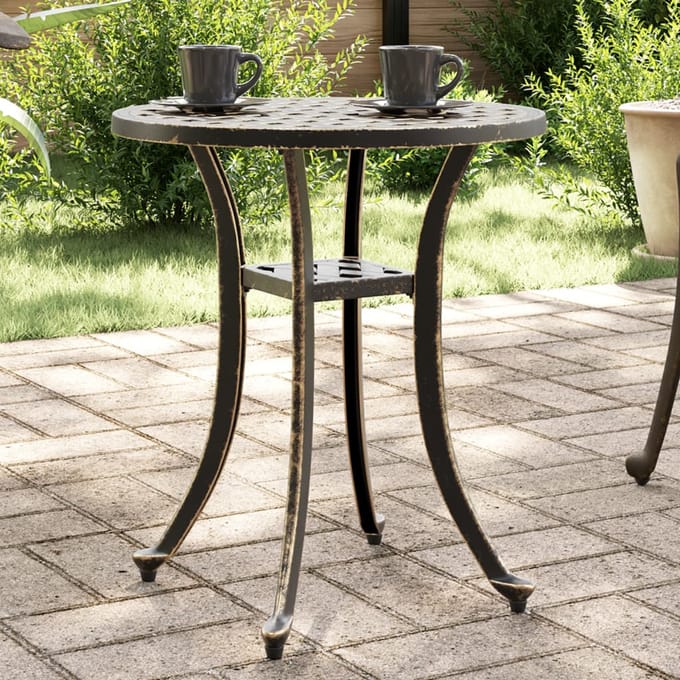 vidaXL - Tuintafel - Ø - 48x53 - cm - gietaluminium - bronskleurig