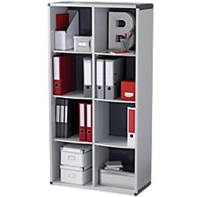 Boekenkast, polystyreen, 8 vakken, B 790 x D 330 x H 1548 mm, antraciet