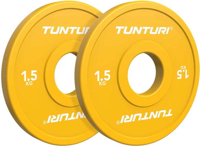 Tunturi Platinum Fractional Plate - Bumperplates - Geel - 1.5kg - Set