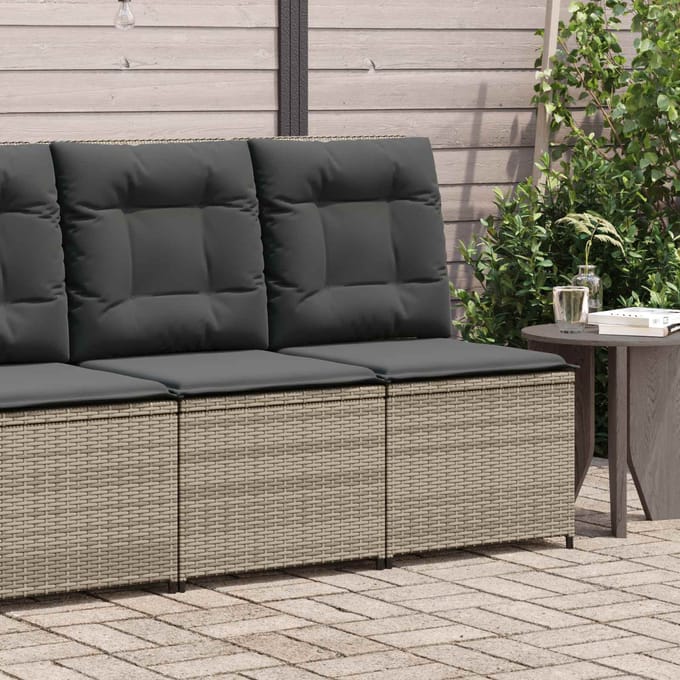 vidaXL Tuin Sofa met kussen Grijs poly rattan