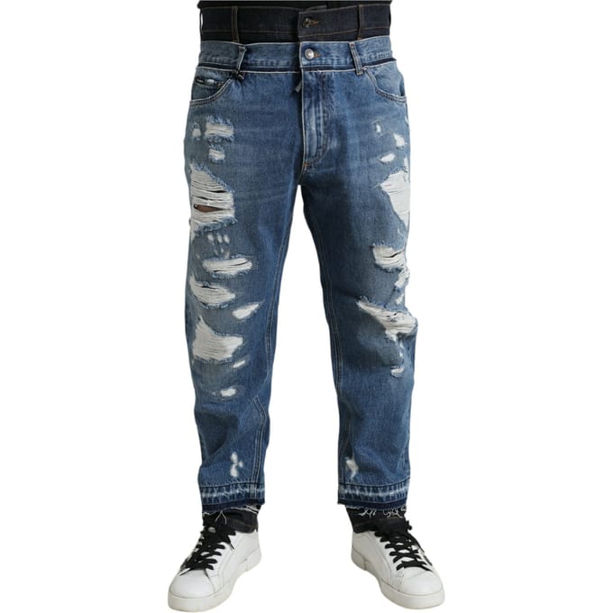 Versleten Gescheurde Denim Jeans