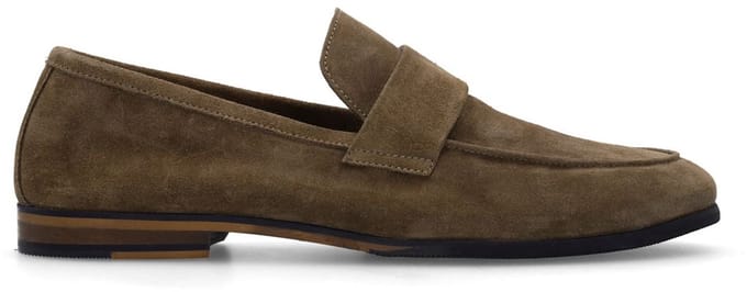 Manfield - Heren - Taupe suéde loafers - Maat 43