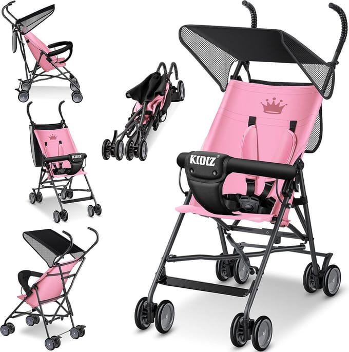 Lichtgewicht Opvouwbare Kinderbuggy met Zon- en Regenhoes