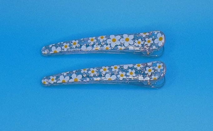 Duckklem met bloemenprint paars