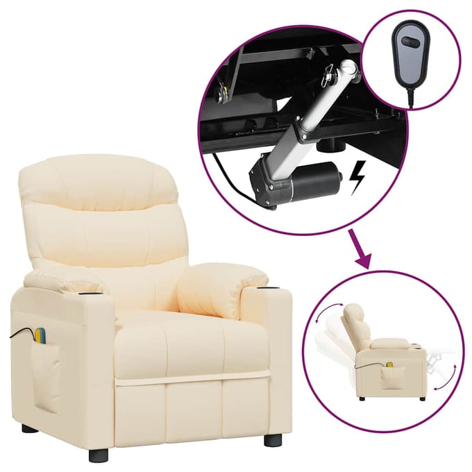 vidaXL - Massagestoel - elektrisch - stof - crèmekleurig