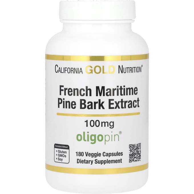 Extrait d'écorce de pin maritime français, Oligopin, 100 mg, 180 Capsules Végétales