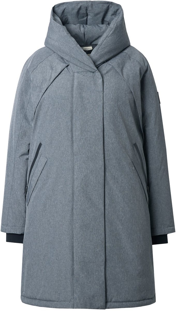 Ulla Popken - Dames - HYPRAR functionele mantel waterdicht capuchon - Donkergrijze melange - Maat 42+