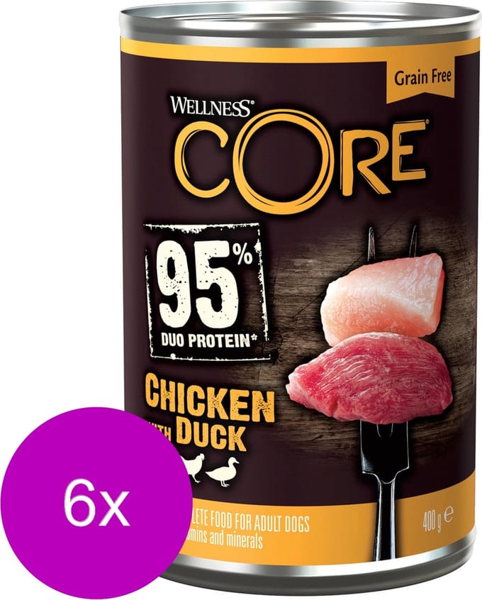 Wellness Core Grain Free 95 400 g - Hondenvoer - 6 x Kip&Eend&Wortel