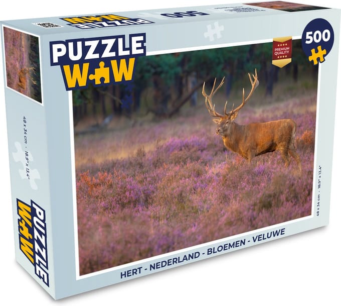 Puzzel Hert - Nederland - Bloemen - Veluwe - Legpuzzel - Puzzel 500 stukjes
