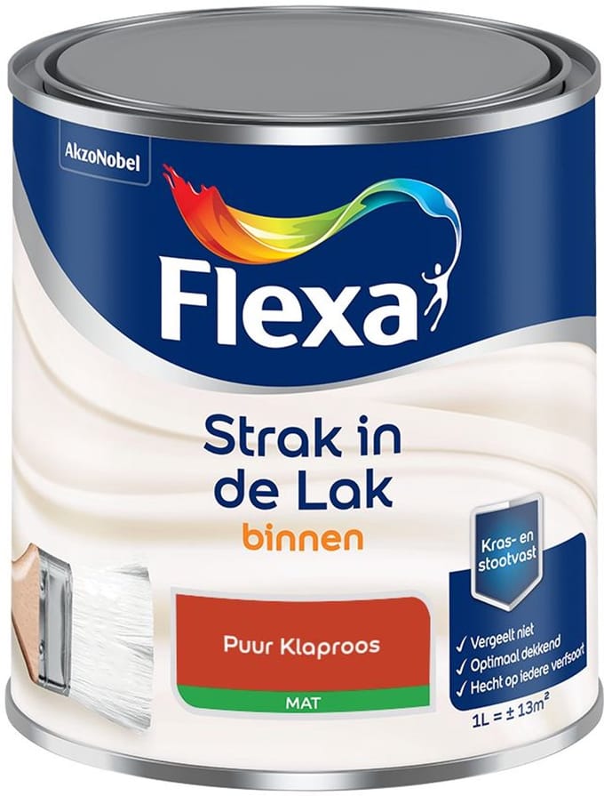 Flexa - Strak In De Lak Binnenlak Mat - Puur Klaproos - Mengverf - 1 L