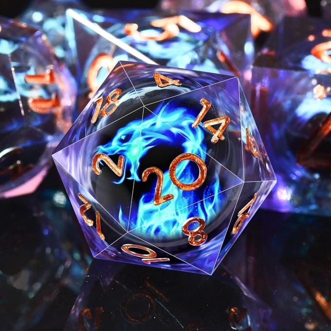 Set van 7 Polyedrische Dobbelstenen van Hars voor Dungeons & Dragons en RPG's