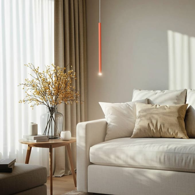 SIGMA Hanglamp Sopel 1, baksteenrood, 1-lamp, staal, Ø 5 cm