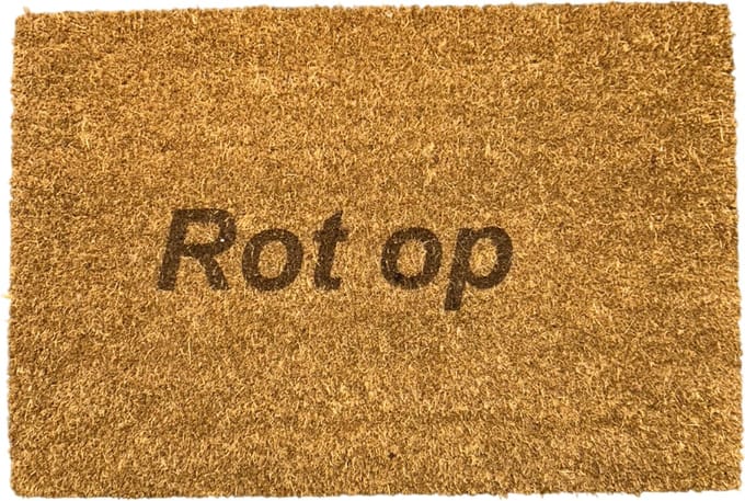 Deurmat - Deurmat met tekst - Deurmat kokos - Deurmat binnen - Rot op - 40x60 cm - Kleur bruin - Humor - Grappig