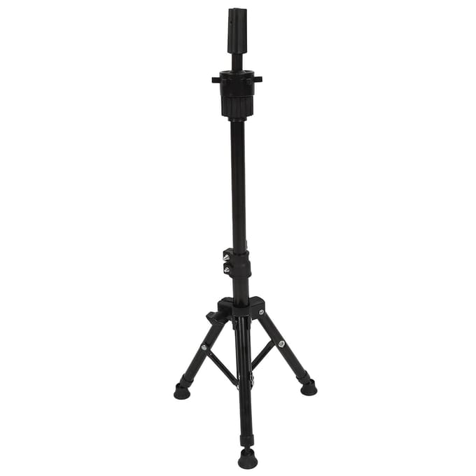 Support Tête Mannequin Alliage d'Aluminium Réglable Solide Léger Portable Trépied Support Perruque pour Entraînement Coiffure black