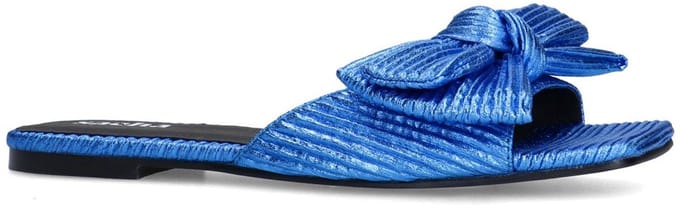 Sacha - Dames - Blauwe slippers met strik - Maat 39