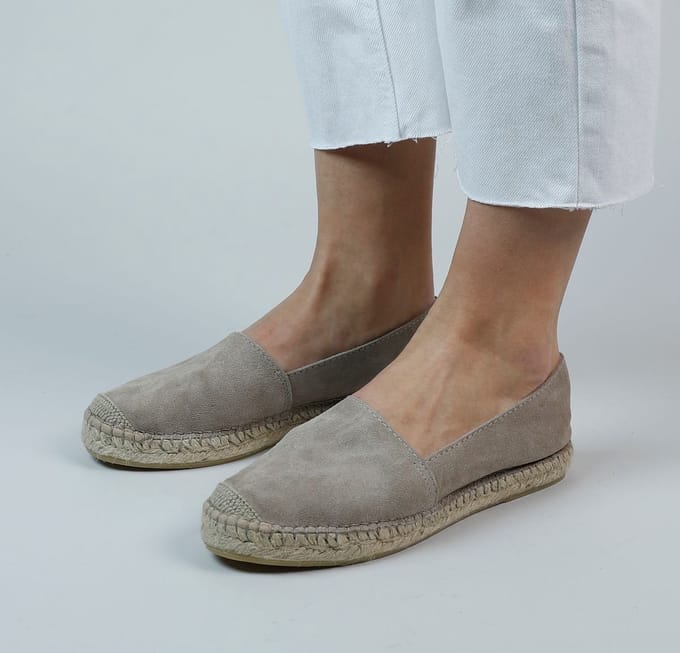 Manfield - Dames - Taupe suède espadrilles - Maat 39