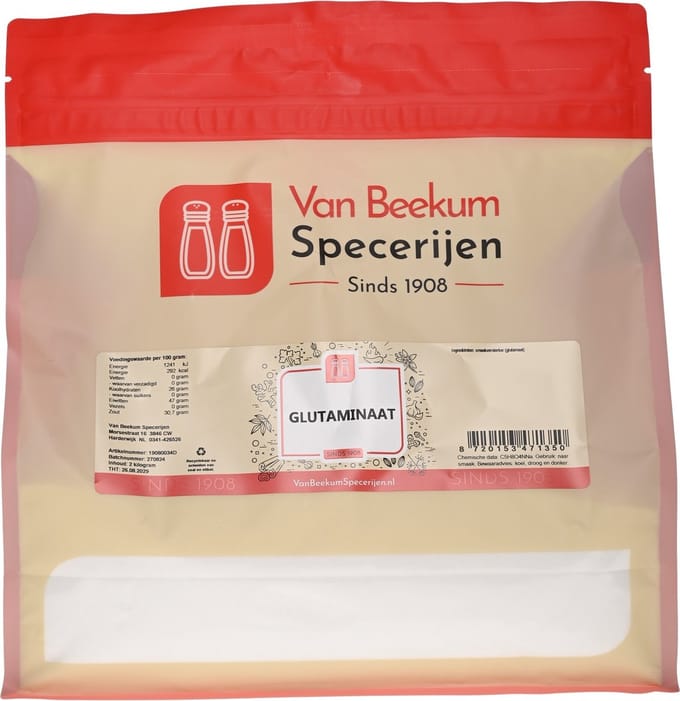 Van Beekum Specerijen - MSG Glutaminaat (E621) - 2 KG (hersluitbare stazak)