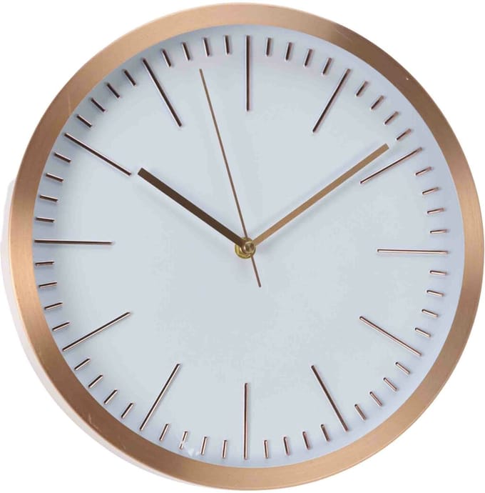 Home and Styling Collection wandklok - rosegoud met wit - 30 cm