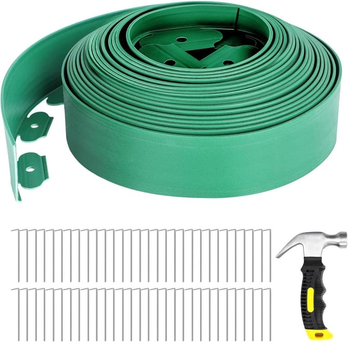 Tuinrand Begrenzing - Grasrand Afscheiding - Bloembedden Organiseren - Geen Graafwerk Nodig - 150 cm Lengte - Groen