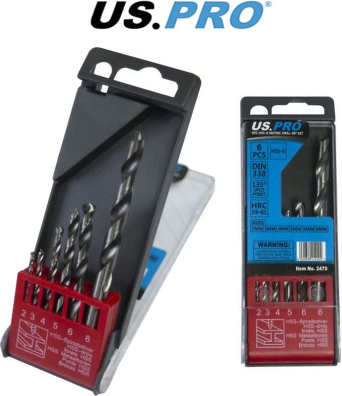 Metaal boren set HSS-G 2 tot 8 mm 6-delig