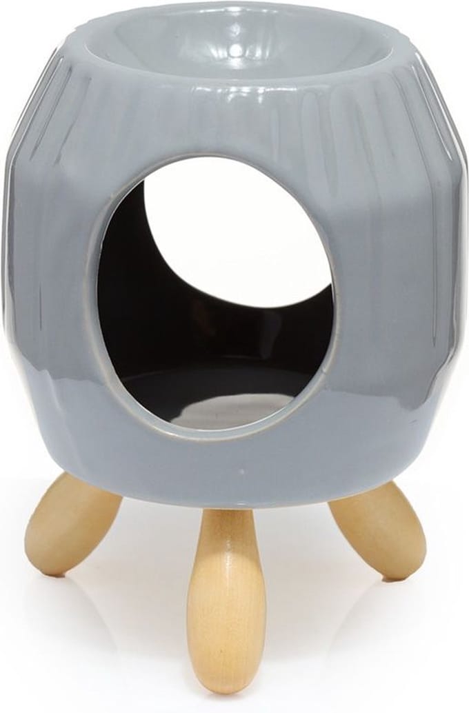 Keramiek Geurbrander Abstract met houten voetjes