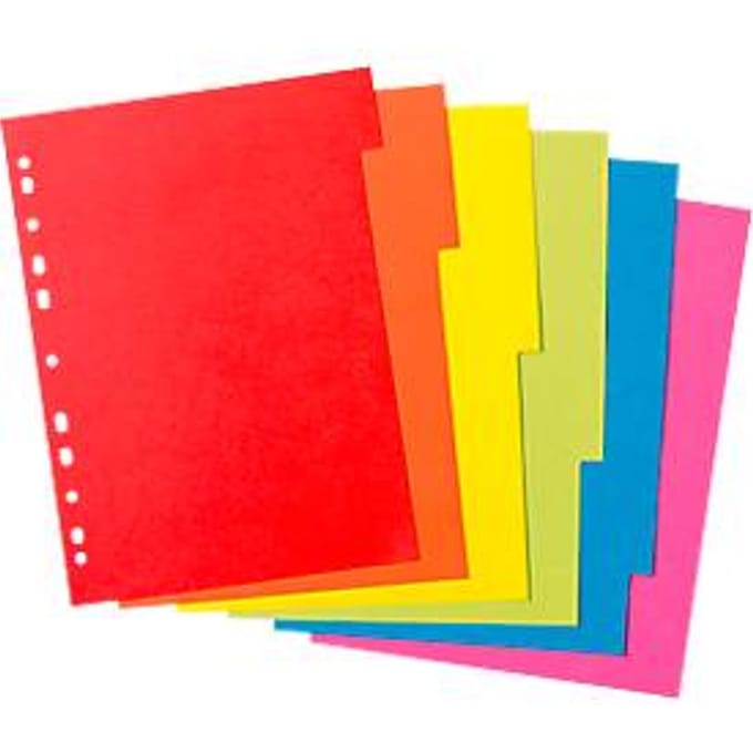 Kartonnen index Herlitz, A4, blanco tabbladen, Europerforatie, gerecycleerd karton, 1 set van 6 stuks met 6 kleuren