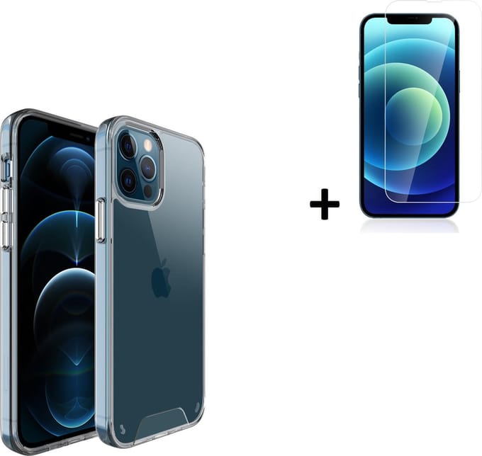 Hoesje Geschikt voor iPhone 13 Pro Max - Screenprotector iPhone 13 Pro Max - iPhone 13 Pro Max Hoes Transparant Backcover Hard Case + Tempered Glass