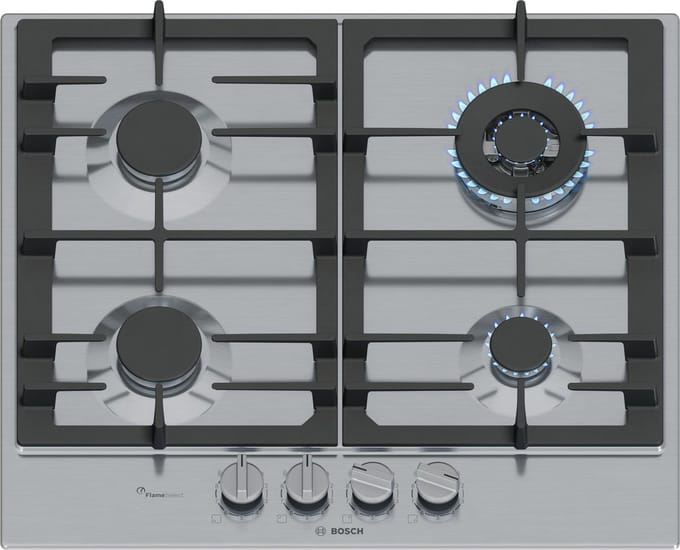 Bosch Serie 6 - Inbouw Gaskookplaat - 4-Pits - Roestvrij Staal