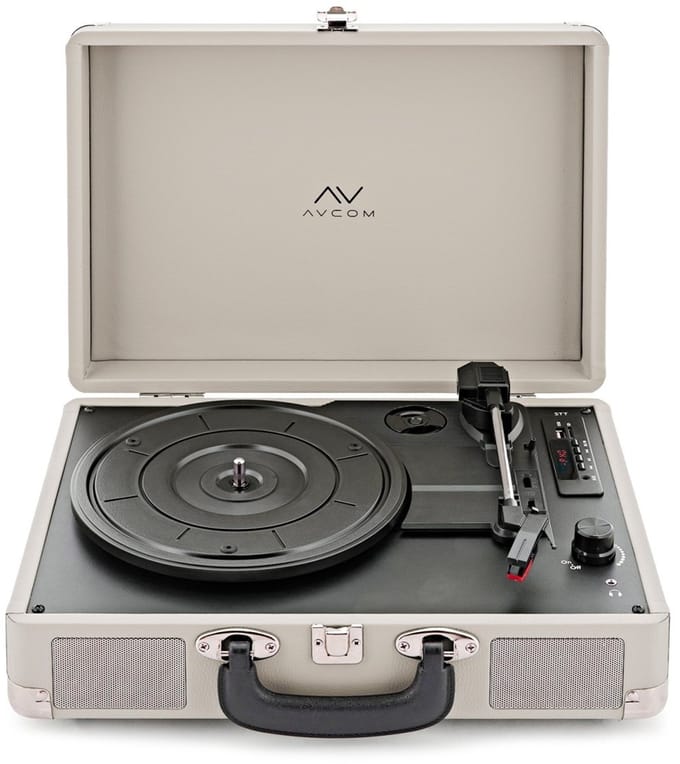 AVCOM Suitcase Turntable with Bluetooth, Cream