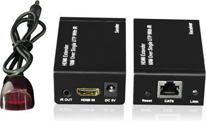 HDMI extender / verlenger via 1 CAT5 / CAT6 kabel max 60mtr