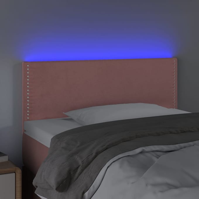 vidaXL - Hoofdbord - LED - 100x5x78/88 - cm - fluweel - roze