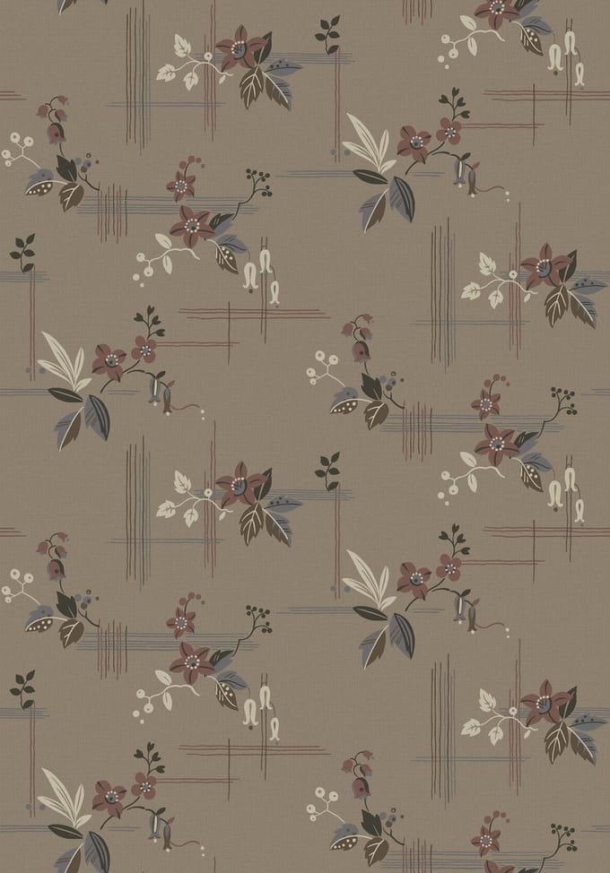 Boråstapeter Vliesbehang 4173 - Alla Tiders Hus - Bloemen Bruin - 53cm x 10.05m