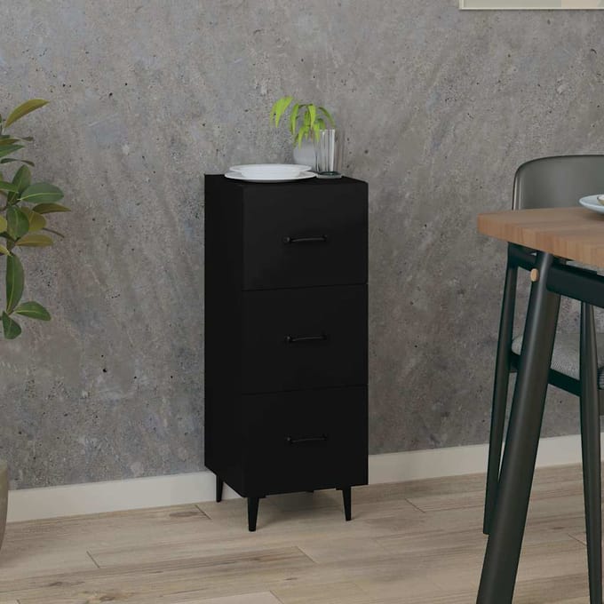 vidaXL - Dressoir - 34,5x34x90 - cm - bewerkt - hout - zwart