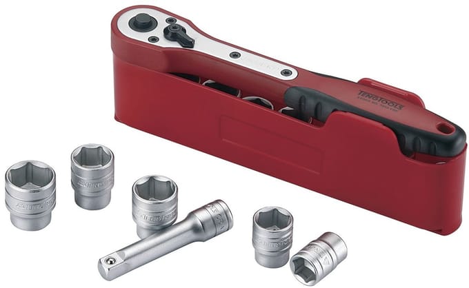 Ratel 1/4" + doppen 13dlg Teng Tools