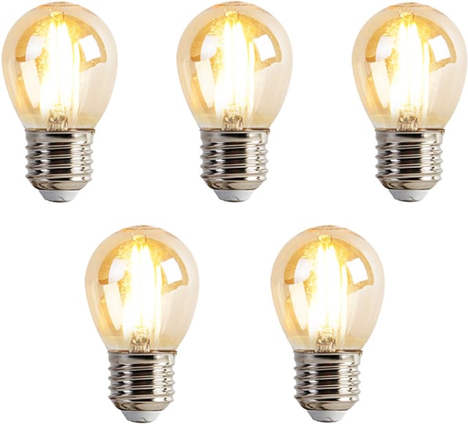 LUEDD Set van 5 E27 dimbare LED lamp P45 goldline 3,5W 330 lm 2100K