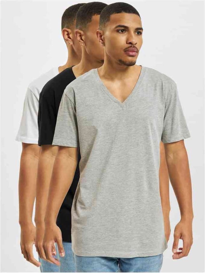 DEF - 3 Pack black/white/grey melange Heren Tshirt - S - Multicolours