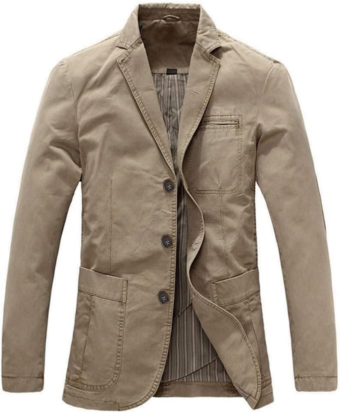 Heren Blouson Jas Blazer Slim Fit Casual Katoen