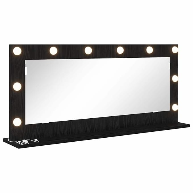 vidaXL - Make-up - Spiegel - Zwart - Eiken - 100 - x - 45 - x - 18 - cm - Rechthoekig
