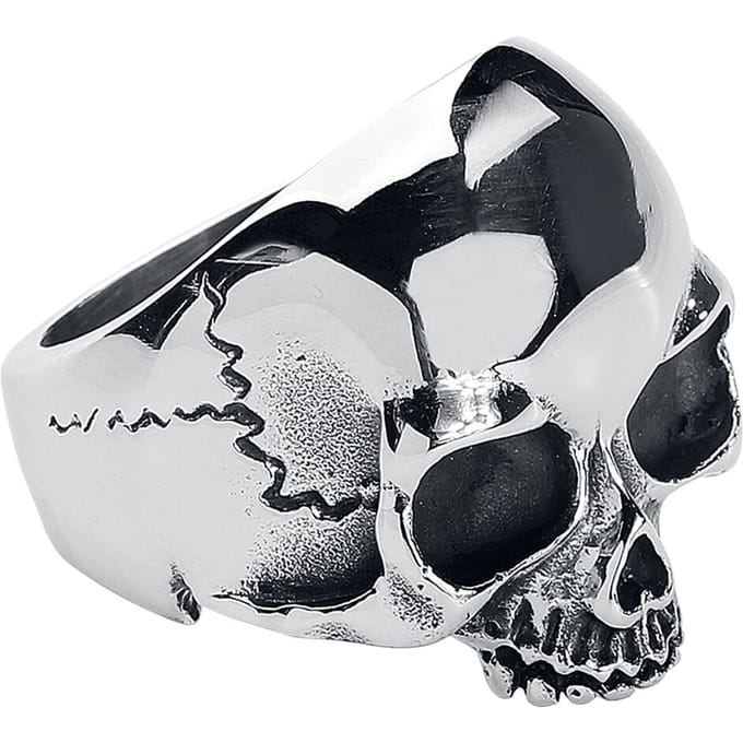 etNox hard and heavy Ring - Skull Head - voor Mannen - zilverkleurig