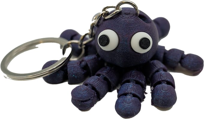 Flexi octopus sleutelhanger - Mint - 3d geprint - Cadeau liefhebber – Sleutelhanger dier - 4cm
