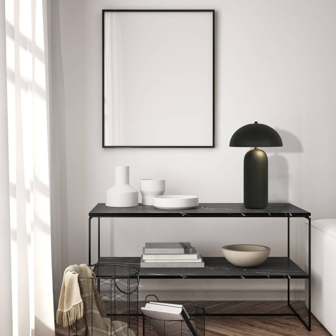 Zambelis Tafellamp 23006, zwart, keramiek, hoogte 48 cm, E27