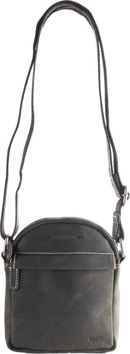 Arrigo Schoudertas Heren Dames Crossbody Schoudertasje Leer Zwart
